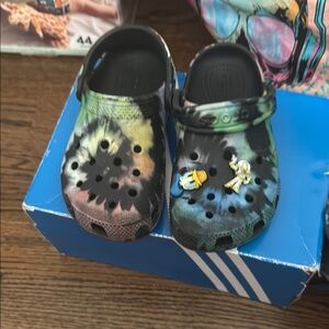 CROCS Black and Green Water Shoes with Perforated Design